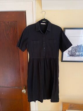 Everlane Black Short-Sleeve Midi Shirt Dress